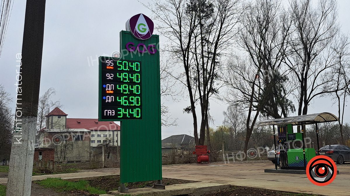 Вартість палива на АЗС "GOG" на вул.Симоненка