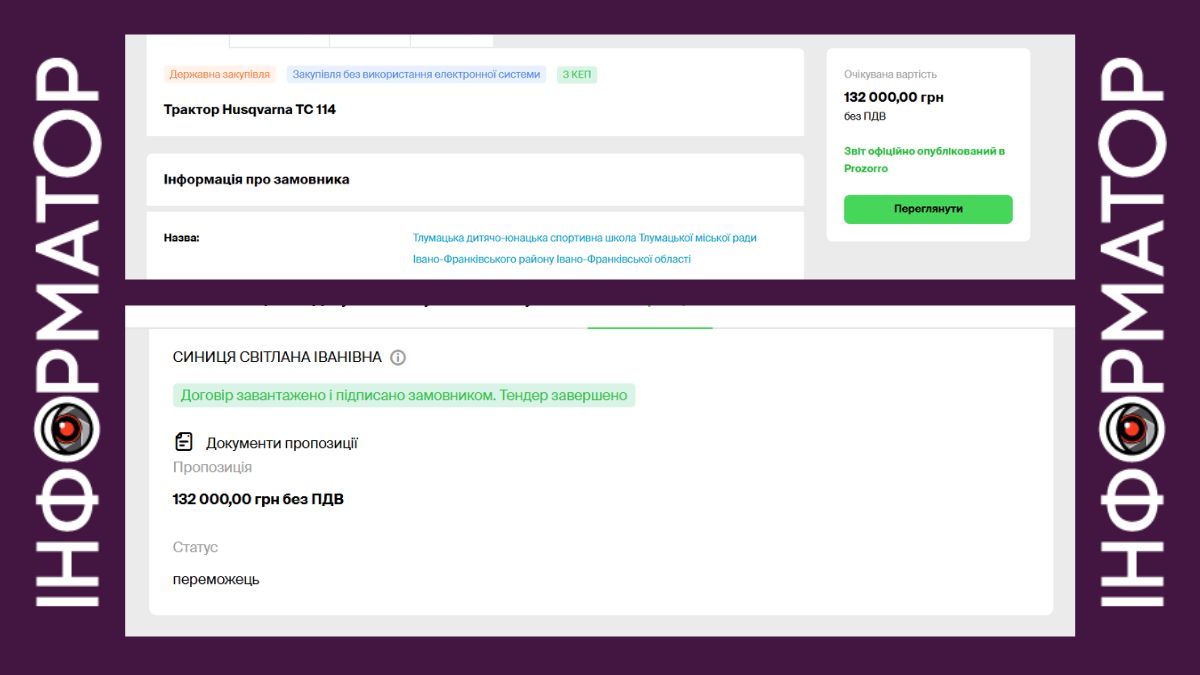 Спортшкола у Тлумачі купила трактор-газонокосарку 1