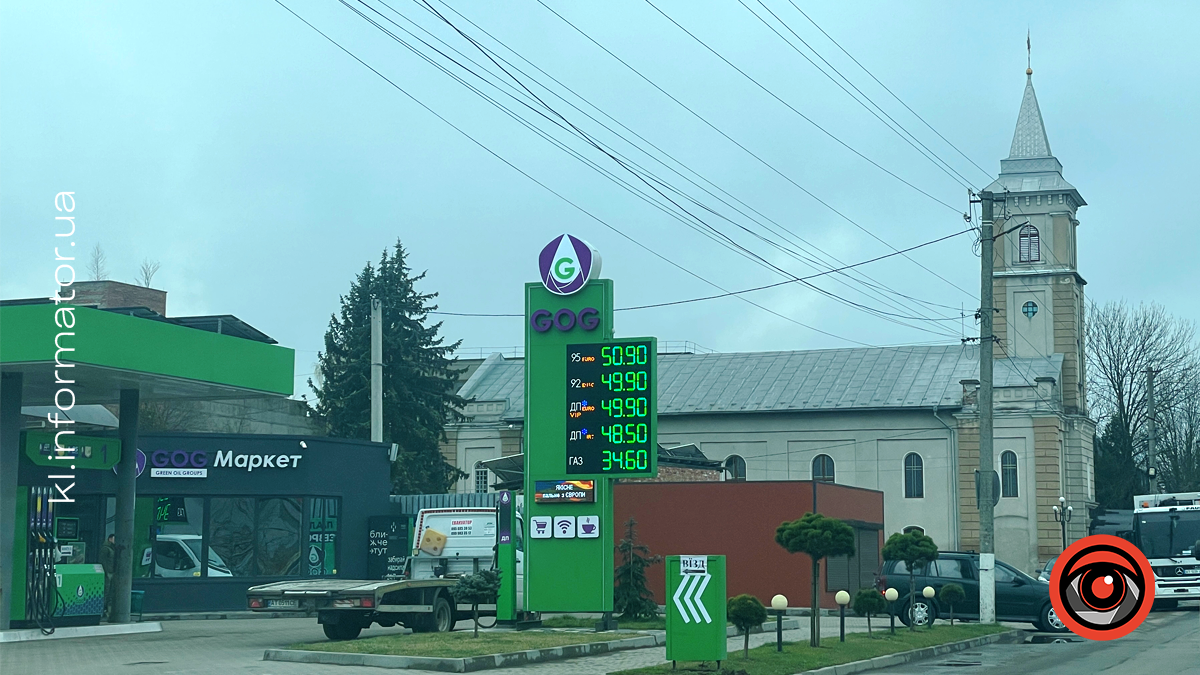 Вартість палива на АЗС "GOG" на вул. Петлюри