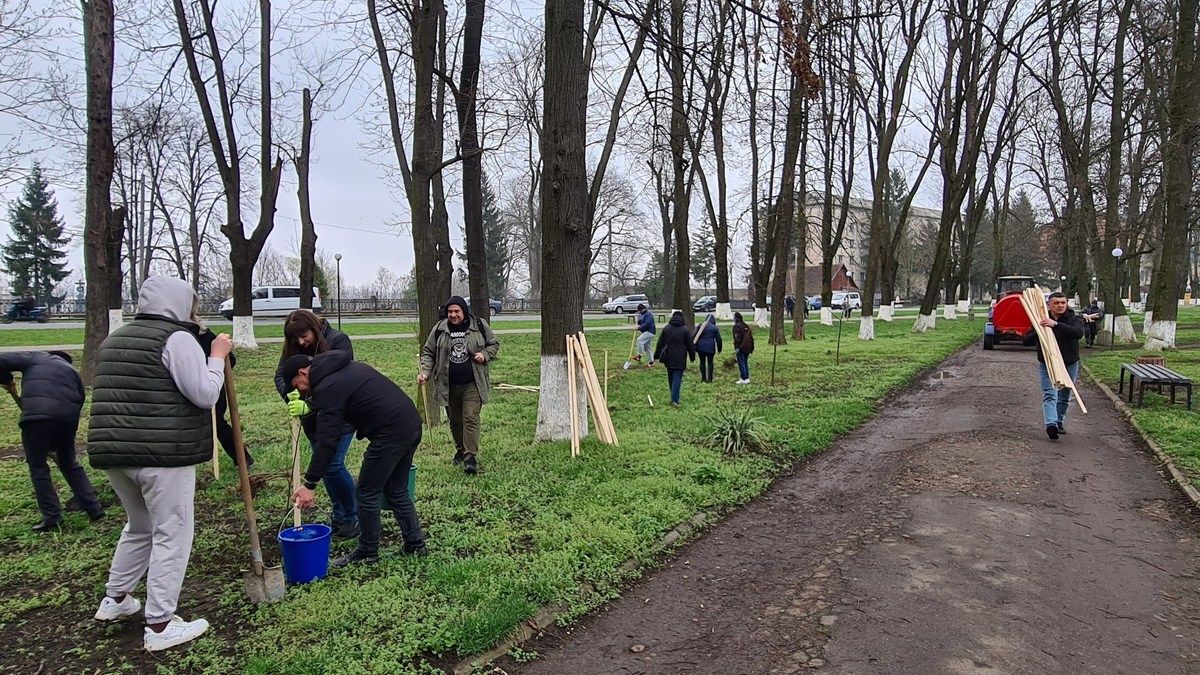 У міському парку Снятина висадили кілька сотень дерев