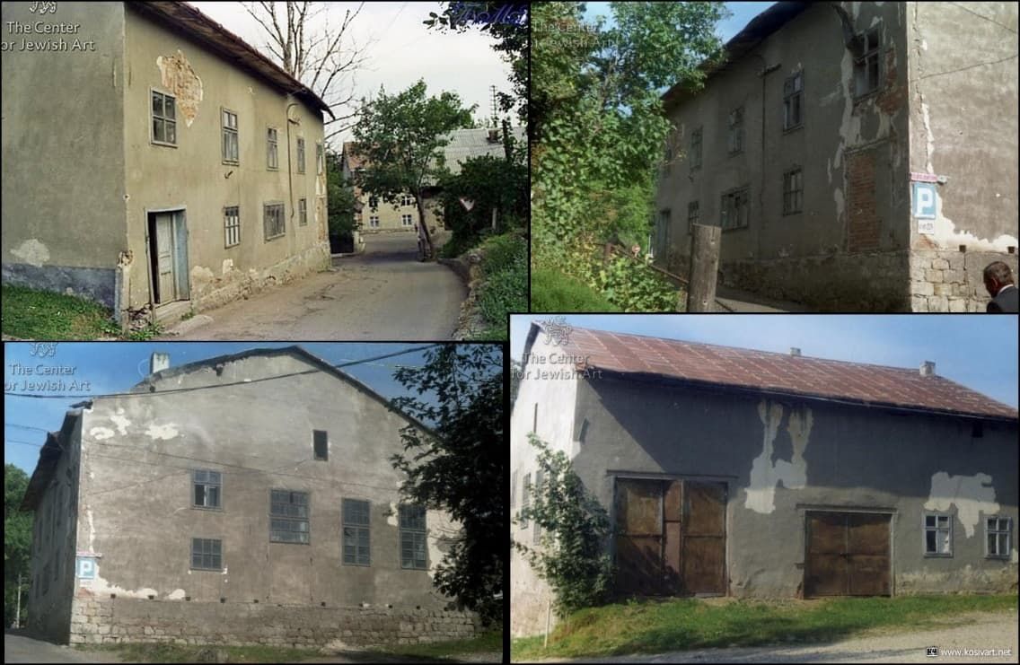 Синагога. Косів недавній. 1994 рік. Вул. Попова. Зліва приміщення «кінофікації» - до Другої світової війни синагога-хедер. Джерело: Роман Хромейчук