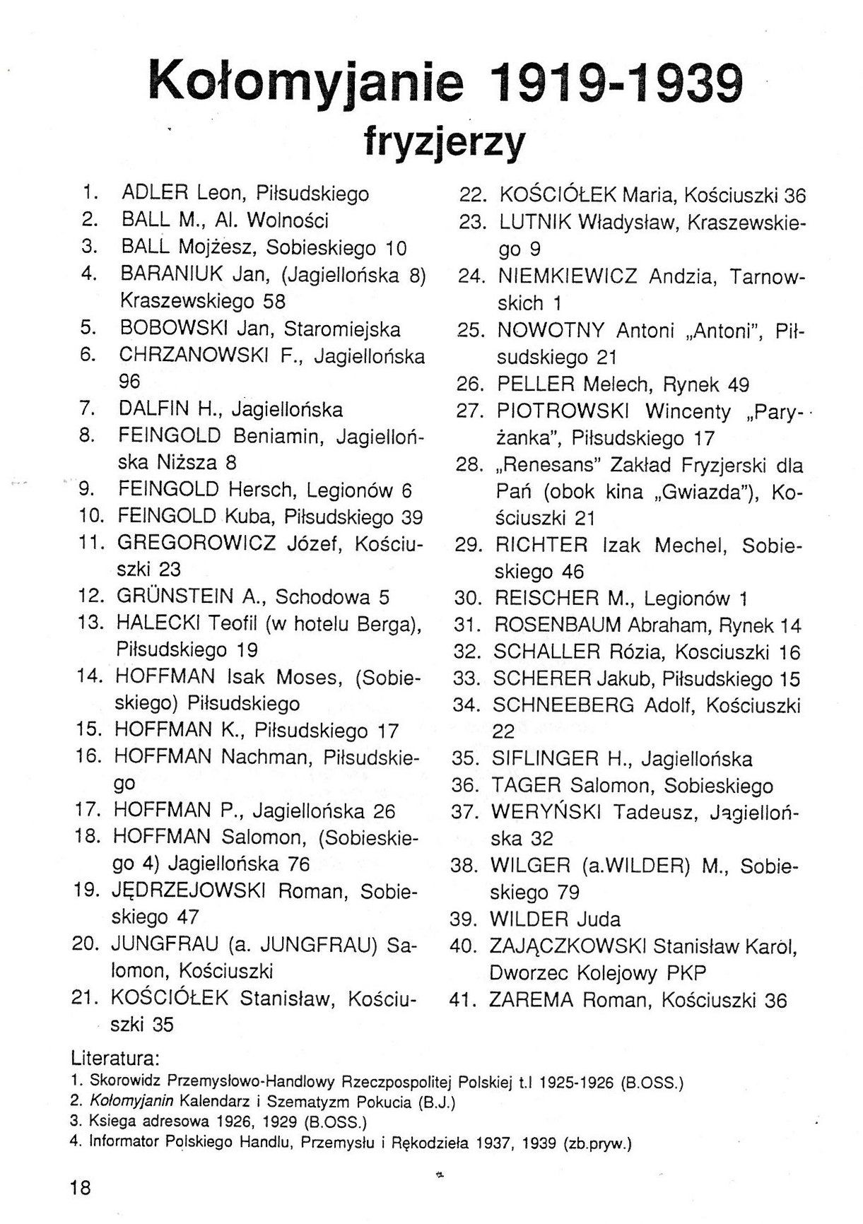 Список перукарів Коломиї