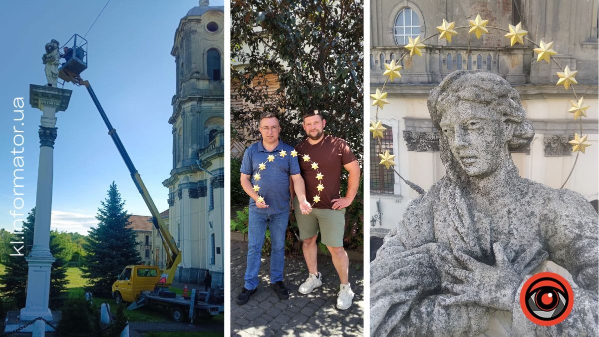 Активісти встановили німб над фігурою Діви Марії перед костелом у Городенці | ВІДЕО