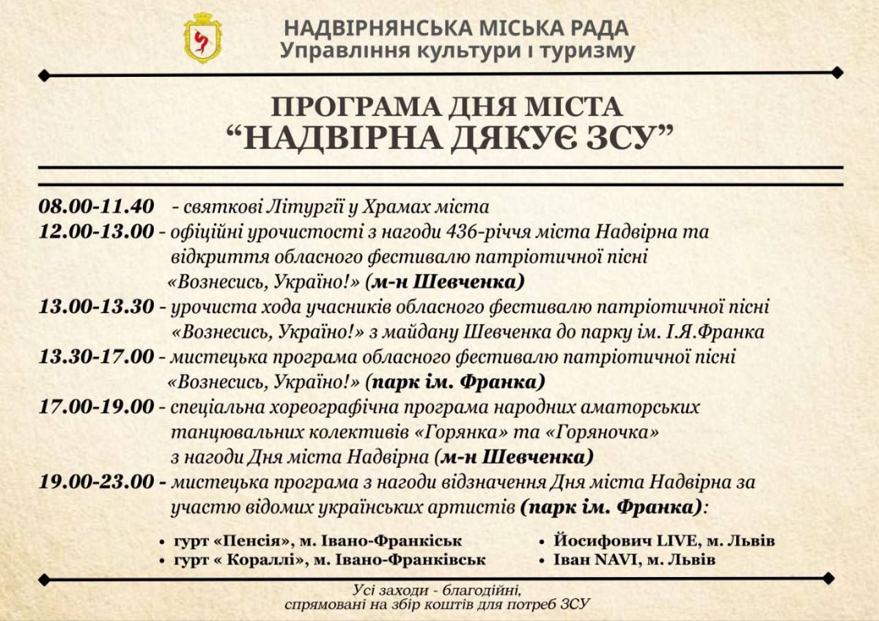 14 вересня у Надвірній відзначатимуть День міста: програма 1
