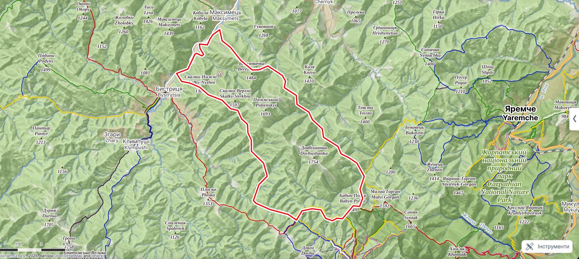Межі природного заповідника «Горгани» закритого типу
