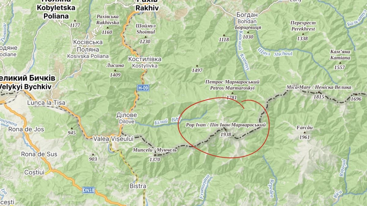 Розташування гори Піп Іван Мармароський на мапі