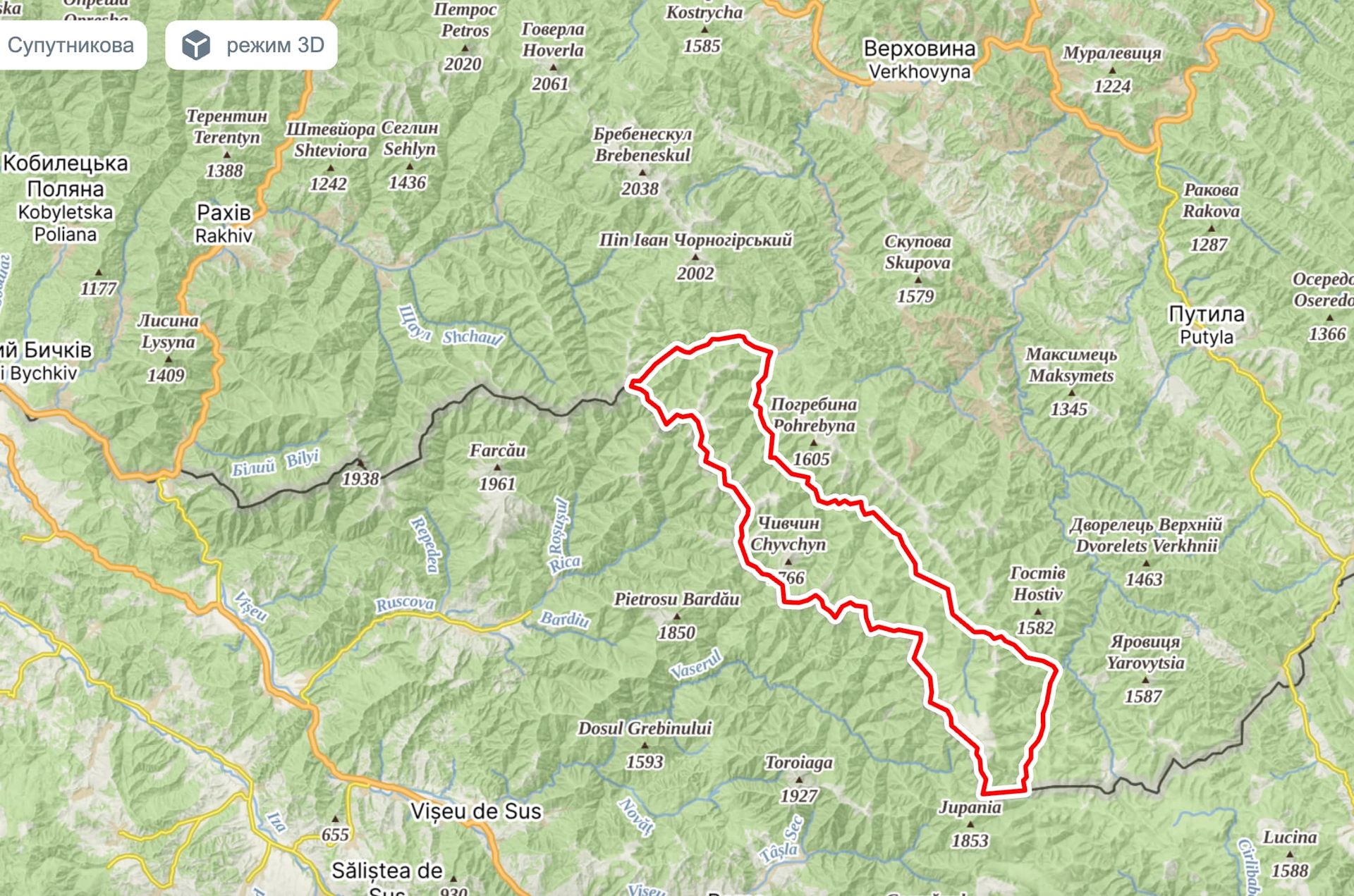Межі прикордонного Чивчинського масиву, що на Верховинщині