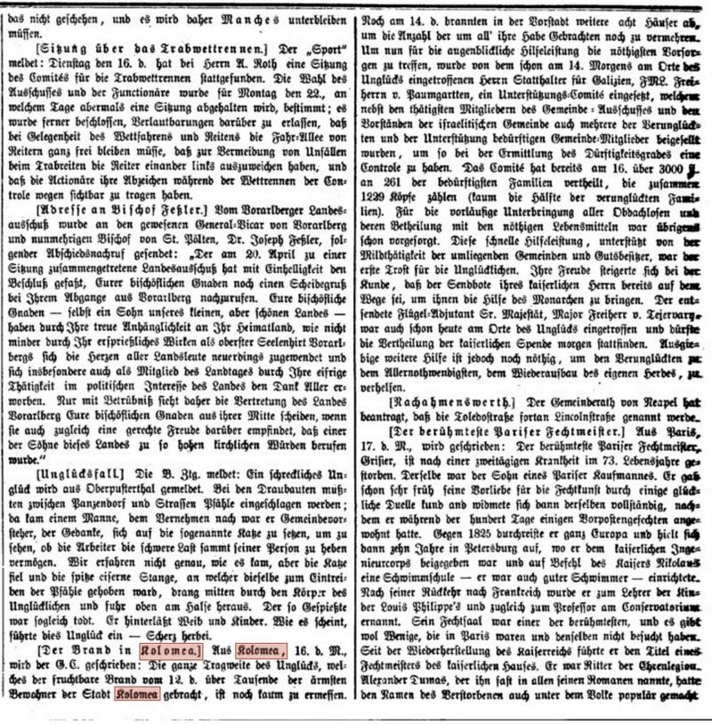 Джерело - https://anno.onb.ac.at/cgi-content/anno?aid=nfp&datum=18650520&seite=1&zoom=33&query=Kolomea%2B1865&ref=anno-search Коломийська трагедія, що перекроїла місто | Пожежа в Коломиї 1865 року 1