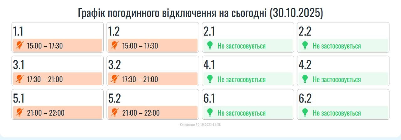 На Прикарпатті вводять графіки погодинних вимкнень електроенергії. Оновлено 1