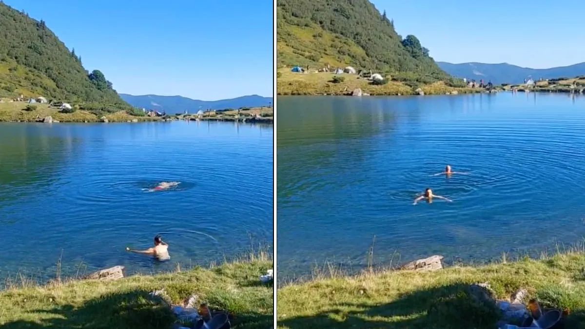 Горе-плавці на озері Ворожеска, що на Закарпатті