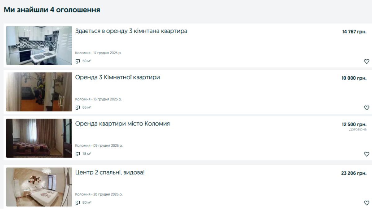 Які ціни на довгострокову оренду житла в Коломиї у грудні 2025 року 7