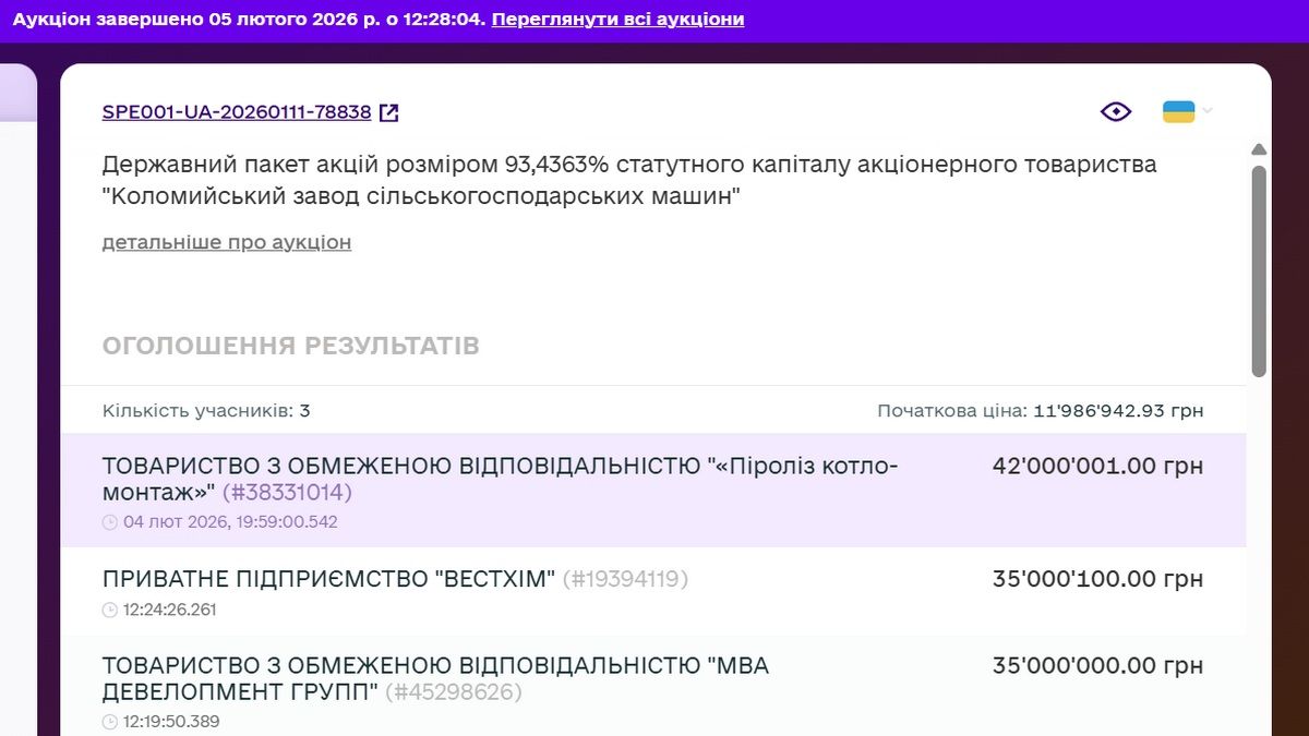 Сільмашівська справа: як відбувався аукціон з продажу державних акцій "Коломиясільмаш" 1