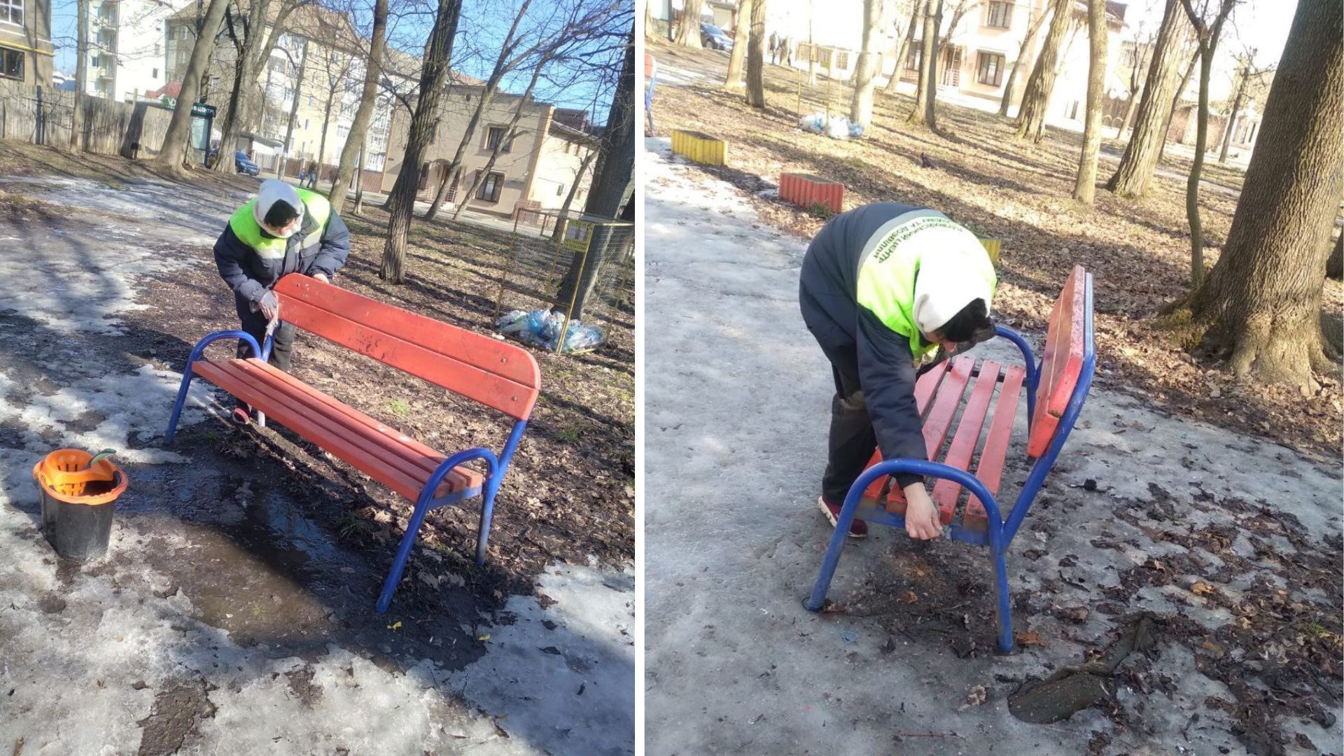 Комунальники лагодять дитячі майданчики в Коломиї. Фото: Управління комунального господарства 