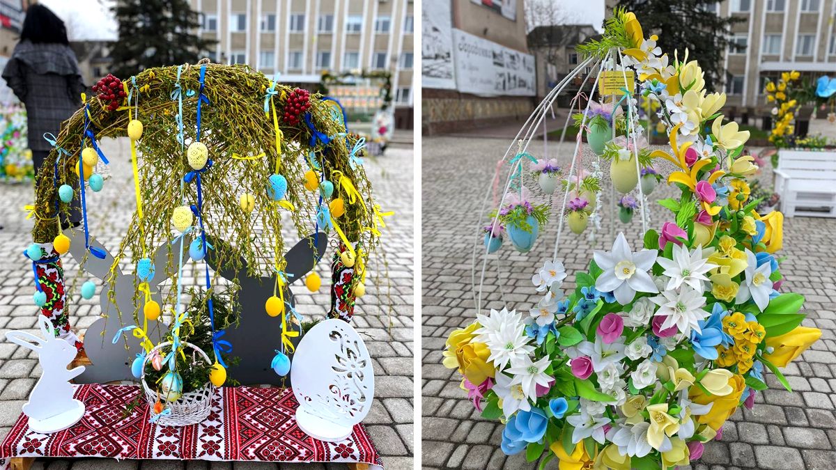Великодні фотозони, які створили у навчальних закладах, розмістили на площі у Городенці 7
