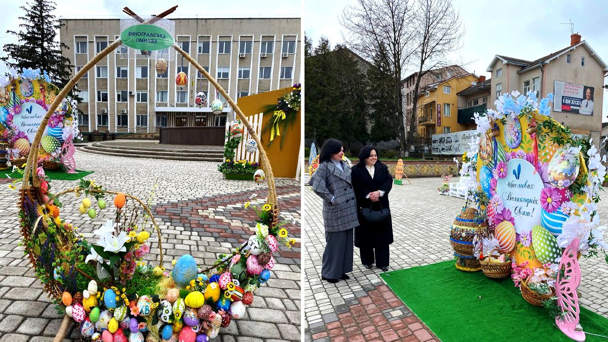 Великодні фотозони, які створили у навчальних закладах, розмістили на площі у Городенці 5