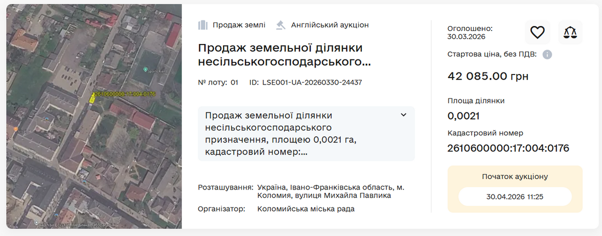 Влада Коломиї з молотка продає землю біля коледжів 3