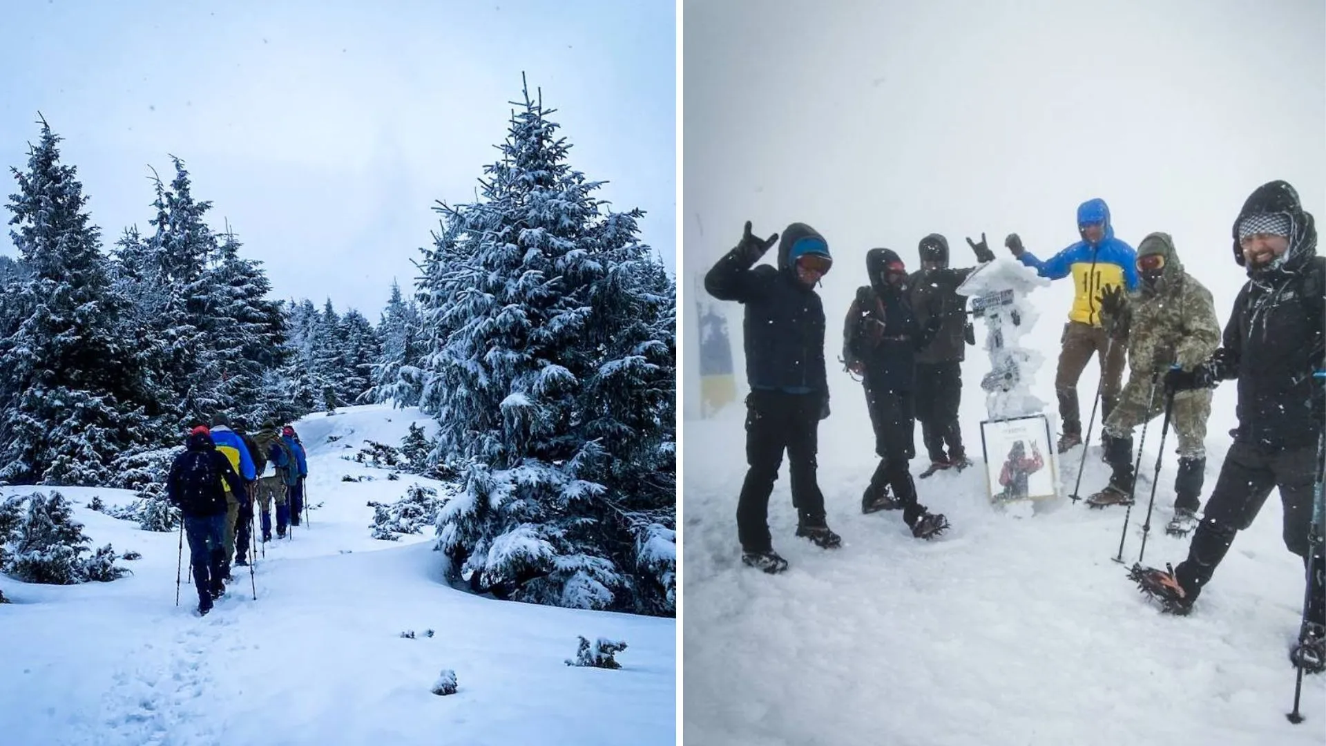 Сходження ветеранів на Говерлу під час снігової хуртовини
