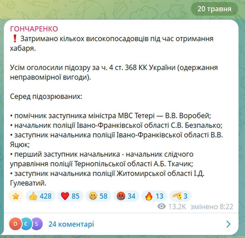 Керівництво поліції Івано-Франківської області затримали за хабарі - нардеп 1
