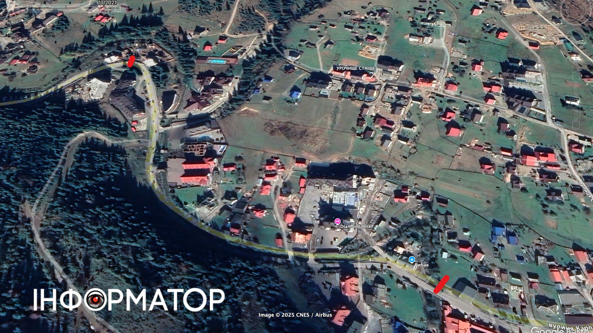 Ділянка, де планується реконструкція покриття. Скрін з ресурсу Google Earth згідно з тендерною документацією.