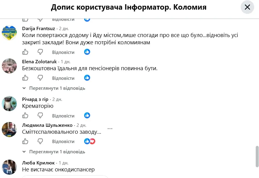 Яких закладів найбільше бракує коломиянам в місті? Результати опитування 3