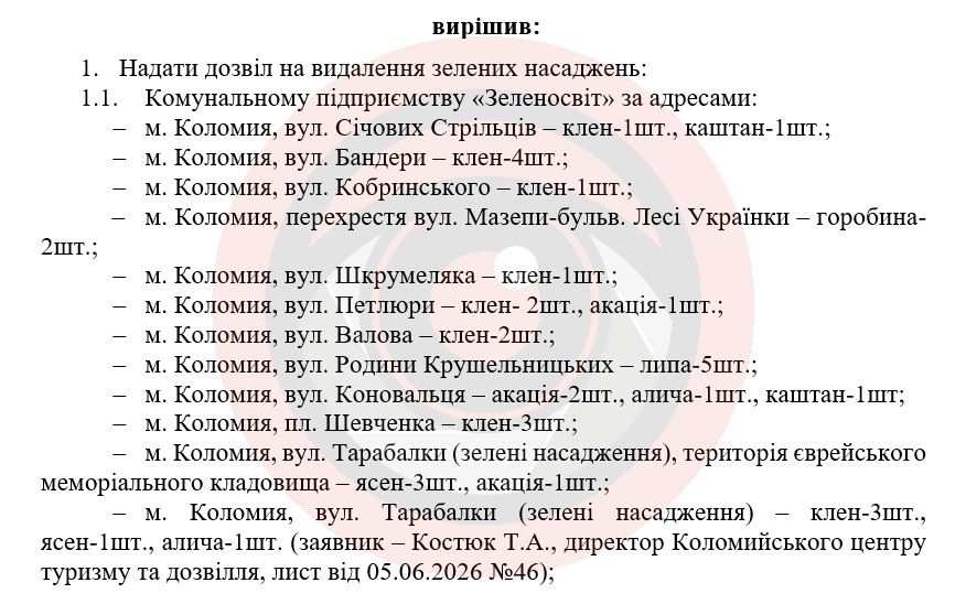 Ще півсотні дерев мають зрізати у Коломиї 1