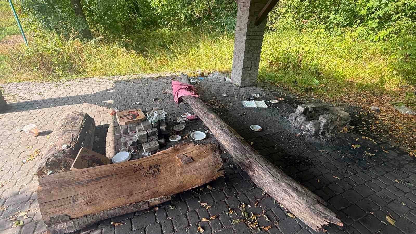 У Надвірній невідомі розібрали бруківку на місцевій велотрасі задля облаштування мангала 1