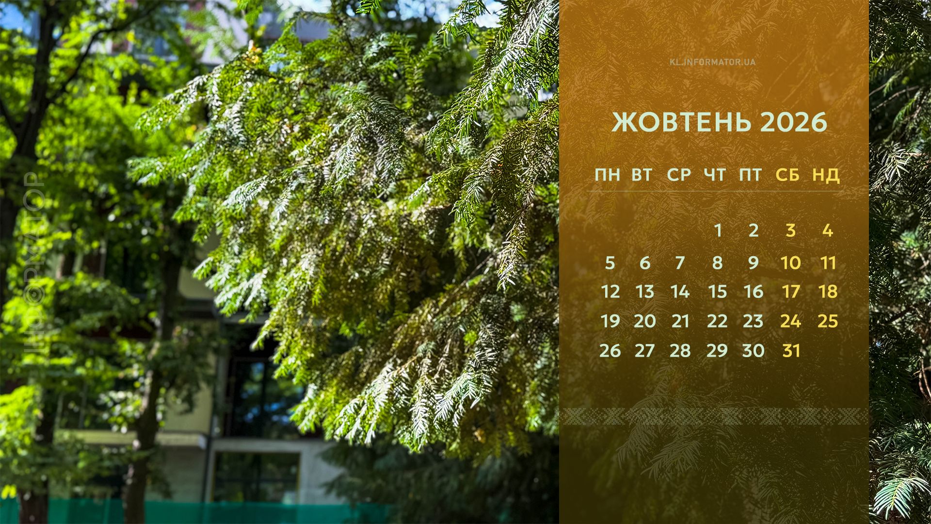 Чарівні пейзажі: календар на робочий стіл від Інформатора | Жовтень 2026 2