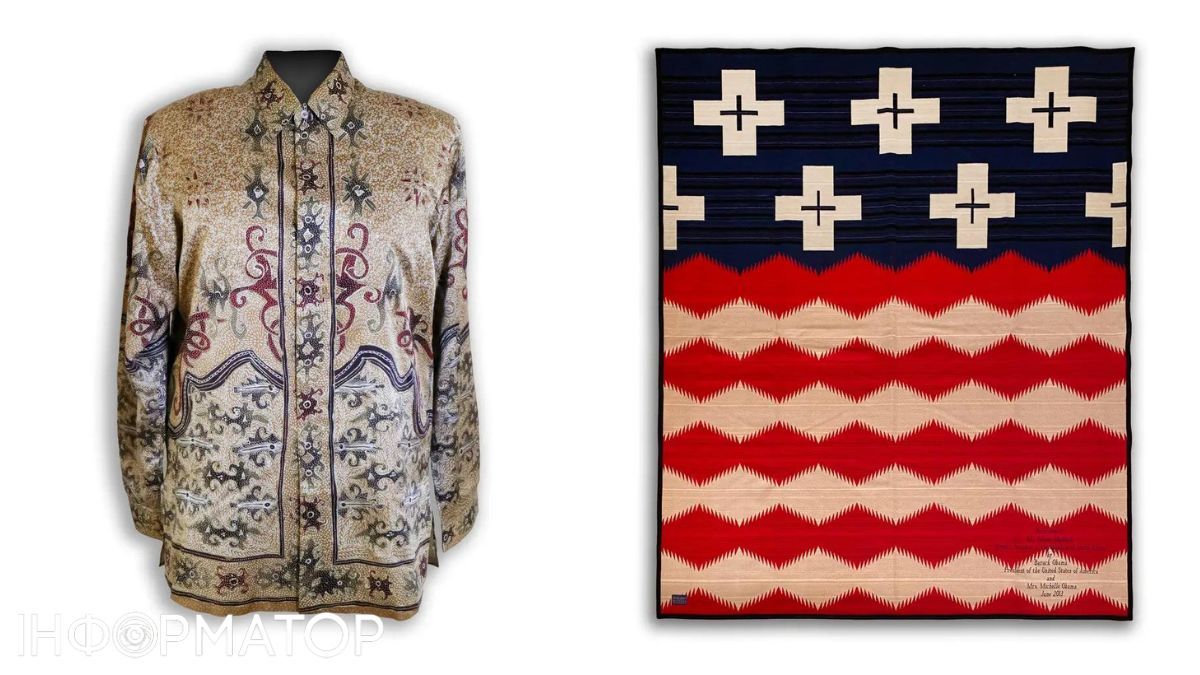 Руба Манделы и одеяло, подаренная ему Обамой. Руба Манделы и одеяло, подаренная ему Обамой.