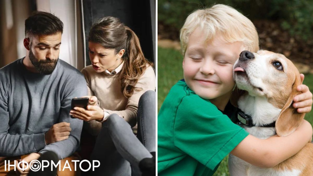 Пара, дитина та собака