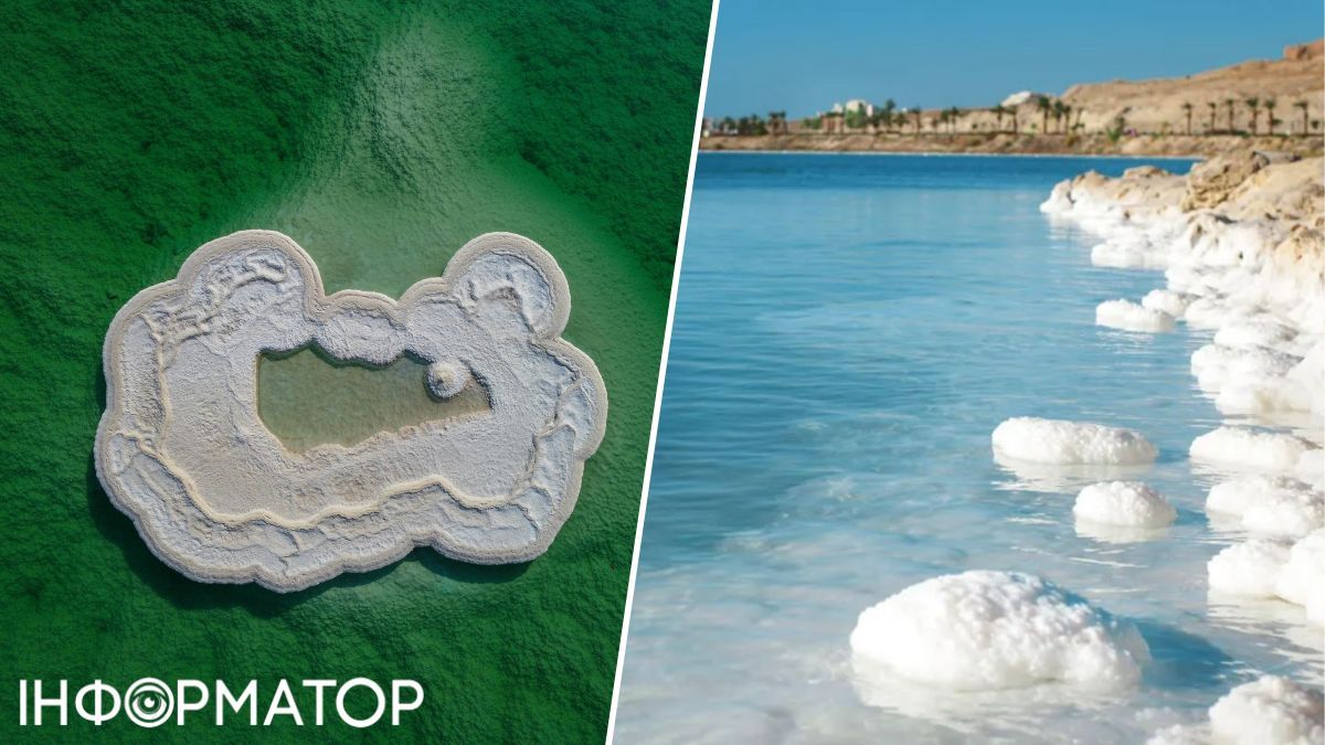 Солевые осадки на дне озера Мертвого моря. Солевые осадки на дне озера Мертвого моря.