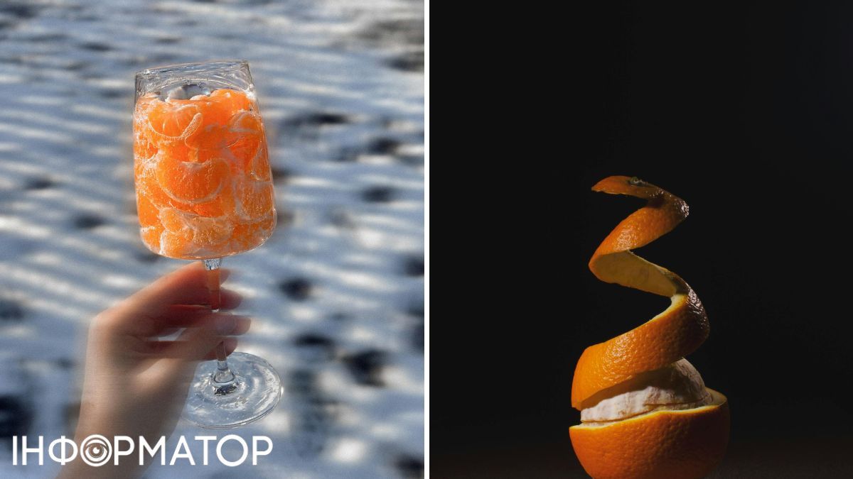 Очистите апельсины или мандарины от кожуры и нитей. Очистите апельсины или мандарины от кожуры и нитей.