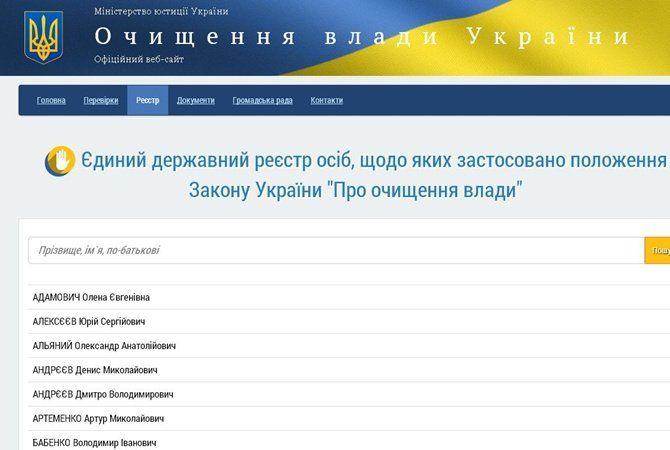 реестр люстрация