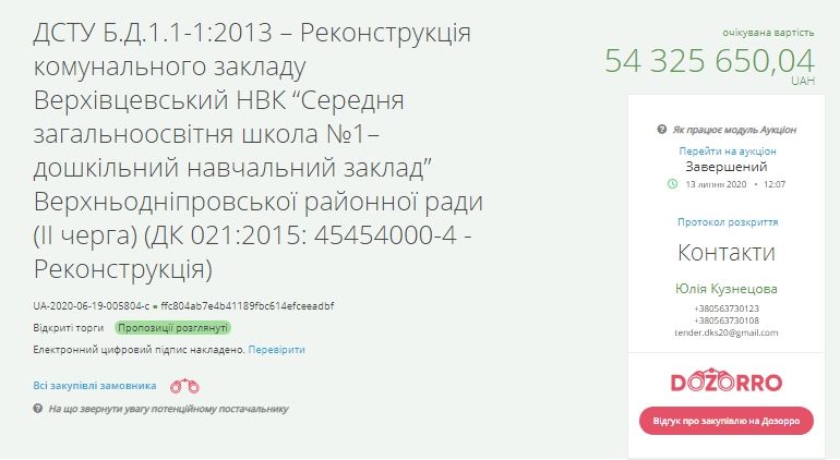 ДнепрОГА отдаст 54,2 миллиона на ремонт школы фирме, что обвинялась в финансировании террористов 1