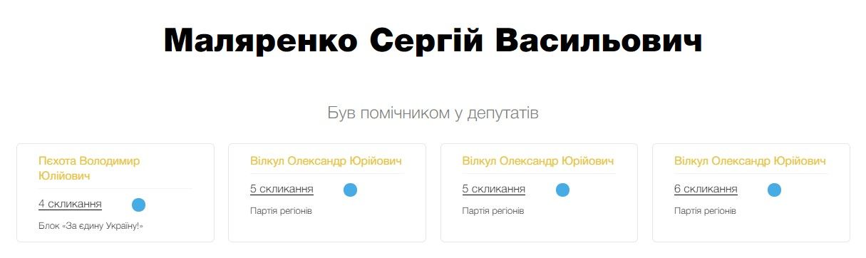 Маляренко Сергей Васильевич был помощником у народных депутатов-«регионалов» Маляренко Сергей Васильевич был помощником у народных депутатов-«регионалов»