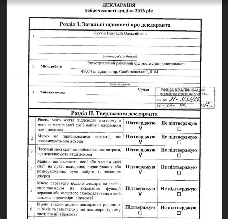 О чем не рассказал в своей декларации судья Индустриального райсуда Днепра Геннадий Кухтин 3
