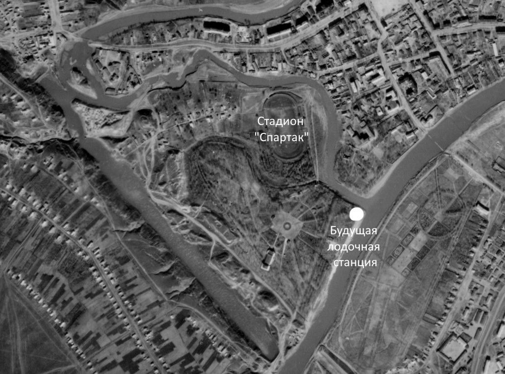 Территория парка Мершавцева на немецком аэрофотоснимке, 6 апреля 1941