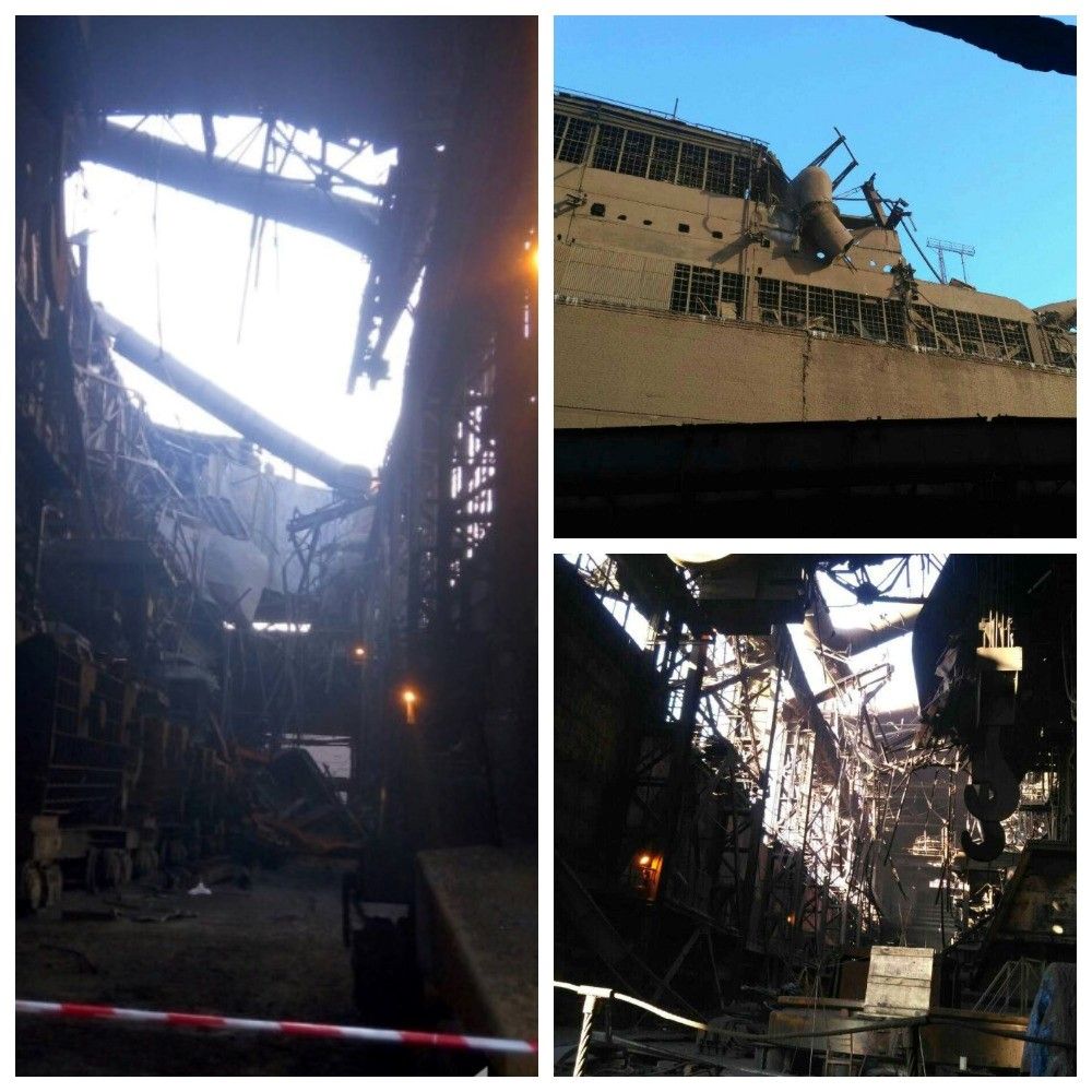 Фото с места обвала в конвертерном цехе Арселора. Источник: сайт 1kr.ua