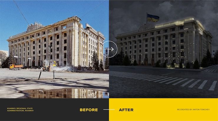 Как художники предлагают реконструировать разрушенные здания в Киеве и области 3