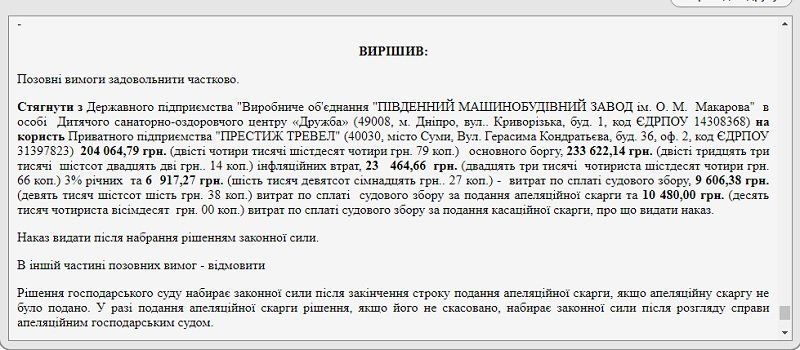 Турфирма из Сум отсудила у Южмаша почти полмиллиона грн 1