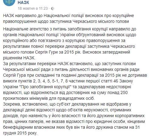 Заступник мера Черкас після перевірки НАЗК «згадав» 11 підприємств 1