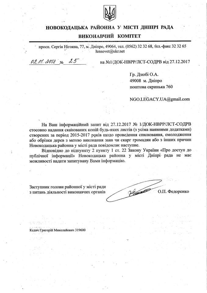 В Днепре засекретили количество срубленных деревьев 1