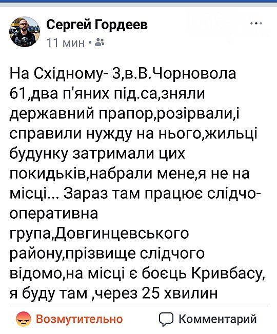 В Кривом Роге мужчину посадили в тюрьму за надругательство над государственным флагом 2