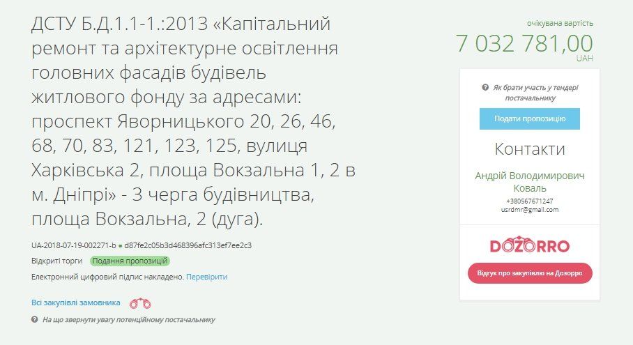 На фасады двух зданий в центре Днепра потратят 29,3 млн грн 2