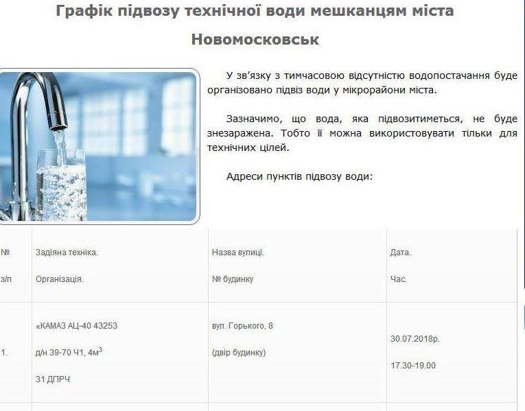 Кто оставил Новомосковск без воды и когда оживут краны в квартирах 5