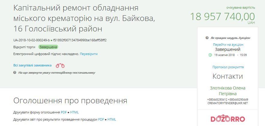 В Киеве два брата разыграли между собой 19 миллионов на ремонт крематория 2