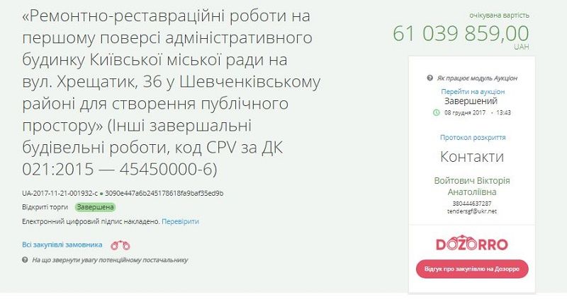 Сколько денег потратили на ремонт здания мэрии в Киеве 1