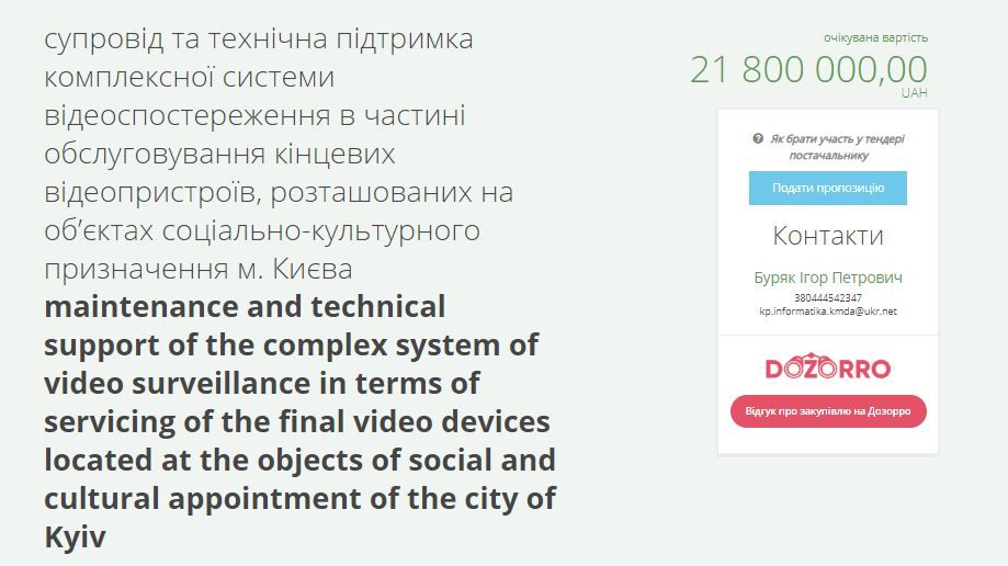 Сколько Киев тратит на обслуживание камер уличного видеонаблюдения 1
