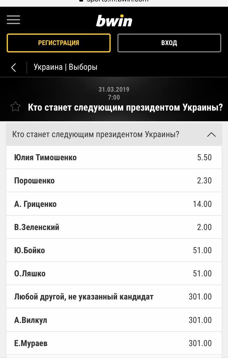 Про ставки у букмекеров и выборы в Украине 1