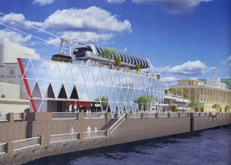 Проект многоэтажной канатной станции рядом с Речным вокзалом на Почтовой площади.