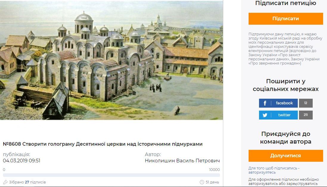 Голограмма церкви и не строить Шулявский мост в Киеве: топ-петиций марта 1